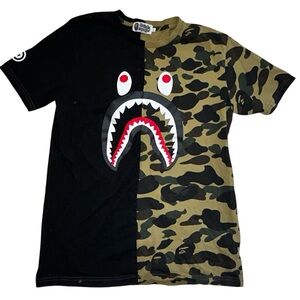 A BATHING APE Camo Shark split short sleeve tee WGM size L bape BAPE